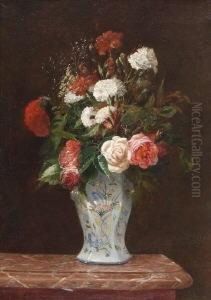 Stillleben Mit Rosen Und Nelken In
Porzellanvase. by Antoine Vollon