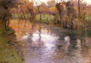 An Orchard On The Banks Of A River by Fritz Thaulow