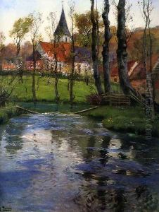 The Old Church by the River by Fritz Thaulow