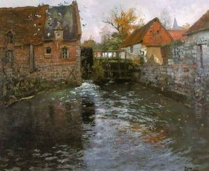 The Mill Pond by Fritz Thaulow