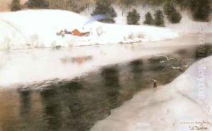 Winter at Simoa River by Fritz Thaulow