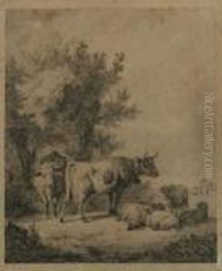 Kuhe, Widder Und Schafe by Friedrich Johann Voltz