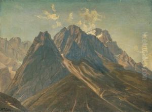 Waxenstein Mit Blick Auf Das Zugspitzmassiv by Friedrich Johann Voltz