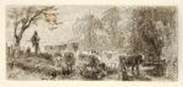 Kuhe Am Wasser.2nd Half 19th Cent - view 1