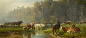 Herd Of Cows At A Stream. 1884.