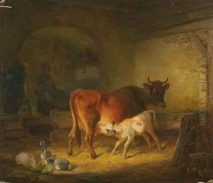 Im Kuhstall. by Friedrich Johann Voltz