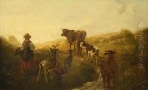 Hirtin Mit Vieh Auf Dem
Heimweg. by Friedrich Johann Voltz