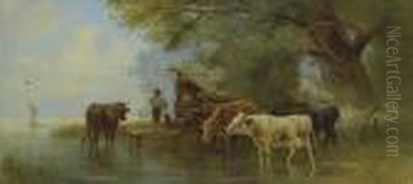 Cows At The Pond. - view 1
