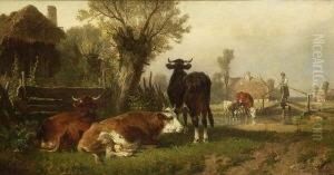 Kuhe Am Dorfbach by Friedrich Johann Voltz