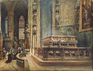 Das Grabmal Kaiser Friedrichs Iii. Im Wiener Stephansdom by Rudolf Ritter von Alt