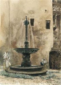 Brunnen Imrathaushof Zu Nurnberg by Rudolf Ritter von Alt