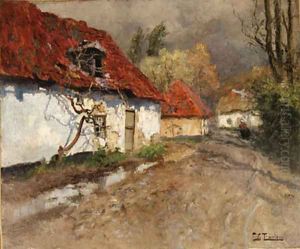 A Figure on a Village Path in Normandy