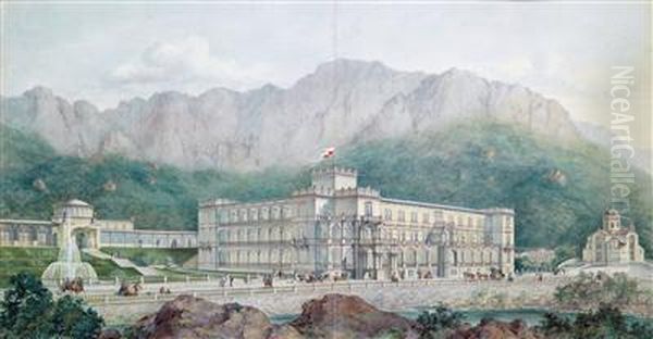 Wilhelm Von Doderer Ansicht Des Rudolfshofes In Herkulesbadbei Mehadia In Rumanien - view 1