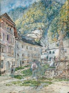 A Place In Hallstadt by Rudolf Ritter von Alt