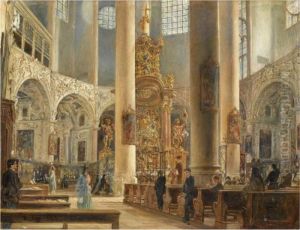 Inneres Der Franziskanerkirche Zu Salzburg (interior Of The Franciscan Church, Salzburg) by Rudolf Ritter von Alt