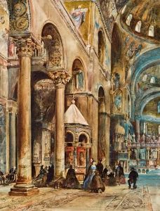 Blick In Das Innere Des Domes Von San Marco In Venedig by Rudolf Ritter von Alt