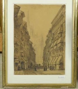 Stadtansicht Mit Dom. by Rudolf Ritter von Alt