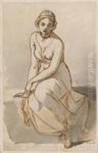 A Study Of A Seated Girl by Friedrich Ritter von Amerling