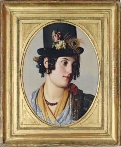 Lady In Top Hat by Friedrich Ritter von Amerling