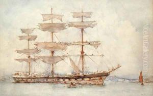 Ship Drying Sails at Falmouth Harbour, 1926 by Henry Scott Tuke