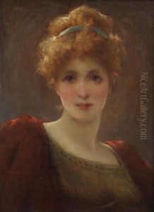 Portrait De Jeune Femme Au Ruban Bleu