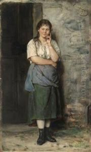 Girl Leaning Against The Wall Of A House Girl Leaning Against The Wall Of A House