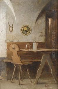 Bayerisches Stubeninterieur by Franz Von Defregger