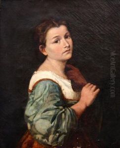 Portret Divky S Copem by Franz Von Defregger