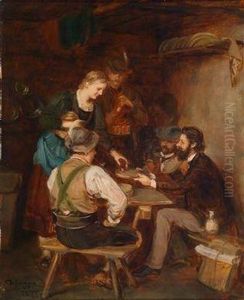 Erfrischung In Der Bauernstube by Franz Von Defregger