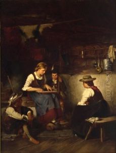 Children Playing Instruments by Franz Von Defregger