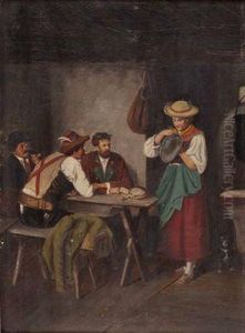 Interieur: Der Mit Blumen Geschmucktehut" by Franz Von Defregger