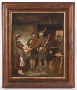 An Interior Scene Showing A Hunter's Farewell by Franz Von Defregger