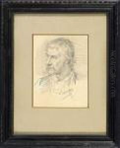 Portraitkopf Eines Bartigen Herrn In Dreiviertelansicht Nach Links by Franz Von Defregger