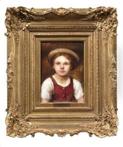 Bildnis Eines Jungen Madchens Im Roten Dirndl Und Weiser Bluse by Franz Von Defregger