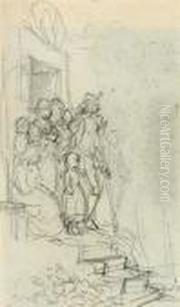 Studie Einerbauernfamilie Vor Ihrem Haus - view 1