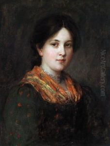 "dirndl" Firmato Defregger by Franz Von Defregger