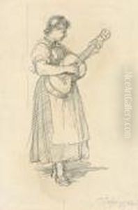 Die Gitarrenspielerin by Franz Von Defregger