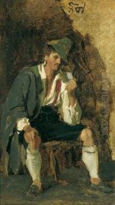 Sitzender Gebirgler Aus Lenggries by Franz Von Defregger