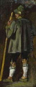 Stehender Bauer Mit Stock. by Franz Von Defregger
