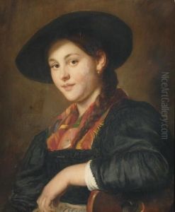 Dirndl Mit Hut: A Pretty Pose by Franz Von Defregger