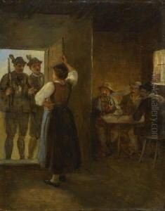 Ankunft Der Jager. by Franz Von Defregger