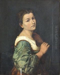 Portrat Einer Jungen Frau. by Franz Von Defregger