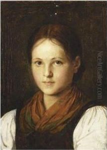 A Portrait Of A Girl by Franz Von Defregger