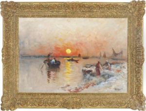 Fishing At Sunset by Wilhelm von Gegerfelt