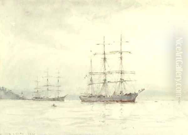 Two windjammers lying at anchor in Falmouth - view 1