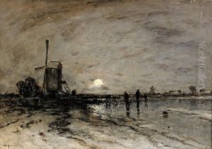 Hollanskt Vinterlandskap Med Skridskoakare by Wilhelm von Gegerfelt