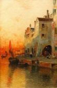 Venetiansk Kaj I Aftonrodnad by Wilhelm von Gegerfelt