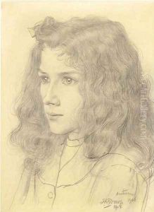 Meisjeskopje (Portrait of Jopie Jurriaan Kok) by Jan Toorop