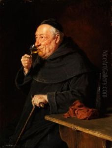 Benediktiner-monch Mit Wein Beimfruhschoppen