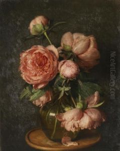 Sillleben Mit Pfingstrosen by Eduard Von Grutzner